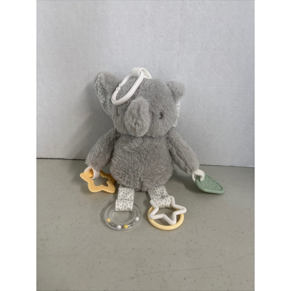 Cloud Island Grey Elephant‎ Baby Plush Activity Toy Teether Rattle Stroller Clip
